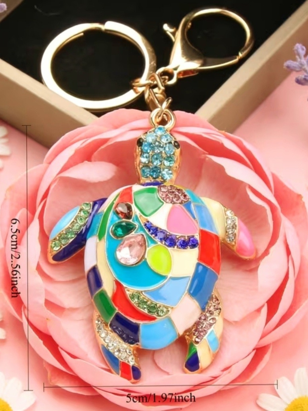 Multicolor Turtle Keychain Charm - Picture 3 of 3